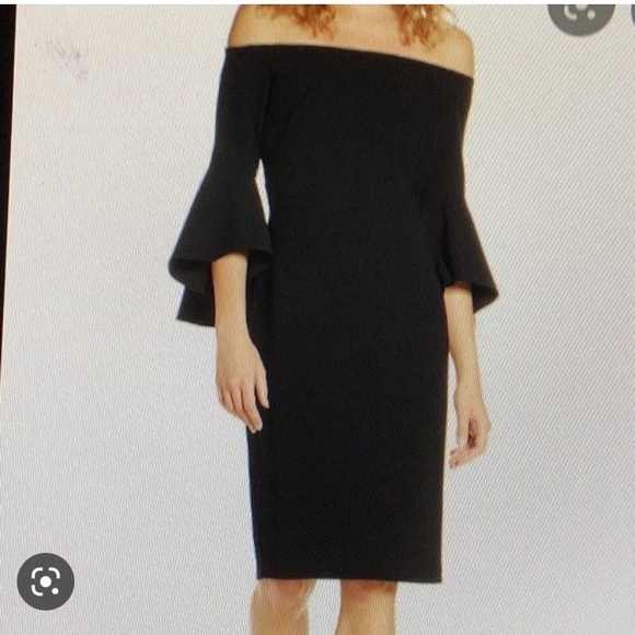 Nordstrom Chelsea28 Off the shoulder Black Dress. Sz14. NWT - Picture 5 of 13